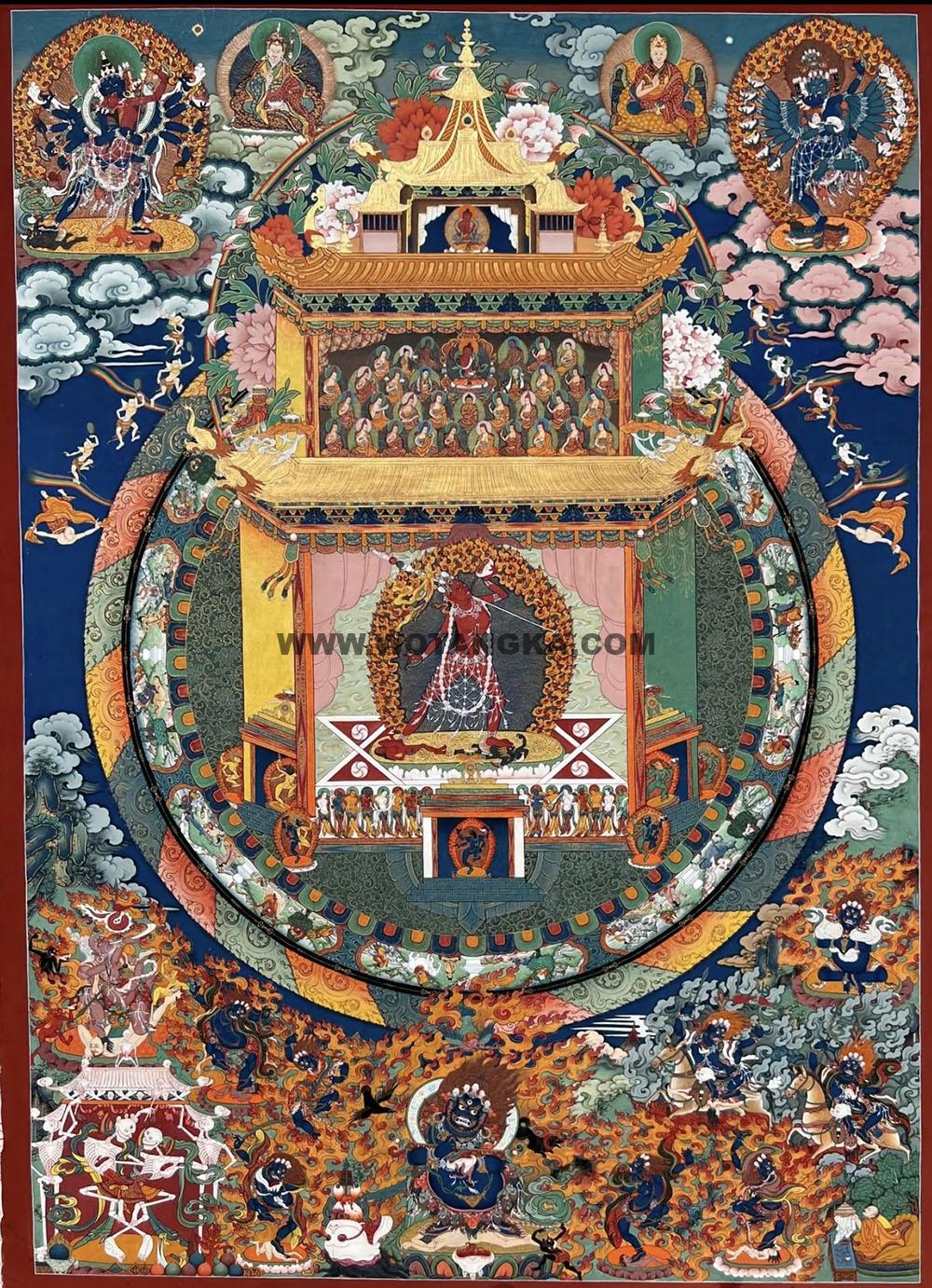 |已结缘·可定制|唐卡寄卖编号:JM·188-300145-那若卡居空行母极乐净土修法坛城供养图(彩唐)