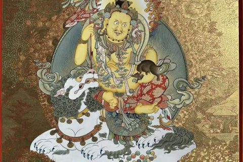 编号188-730232：黄金唐卡-财宝天王· 五方财神（100*70CM左右）