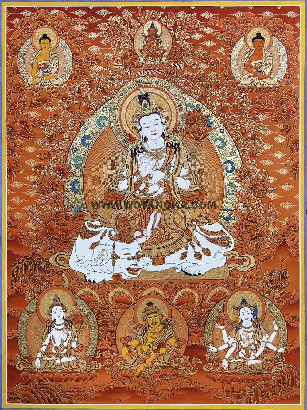 热贡-索南才旦·画院:红金唐卡-普贤菩萨(100*70CM左右)