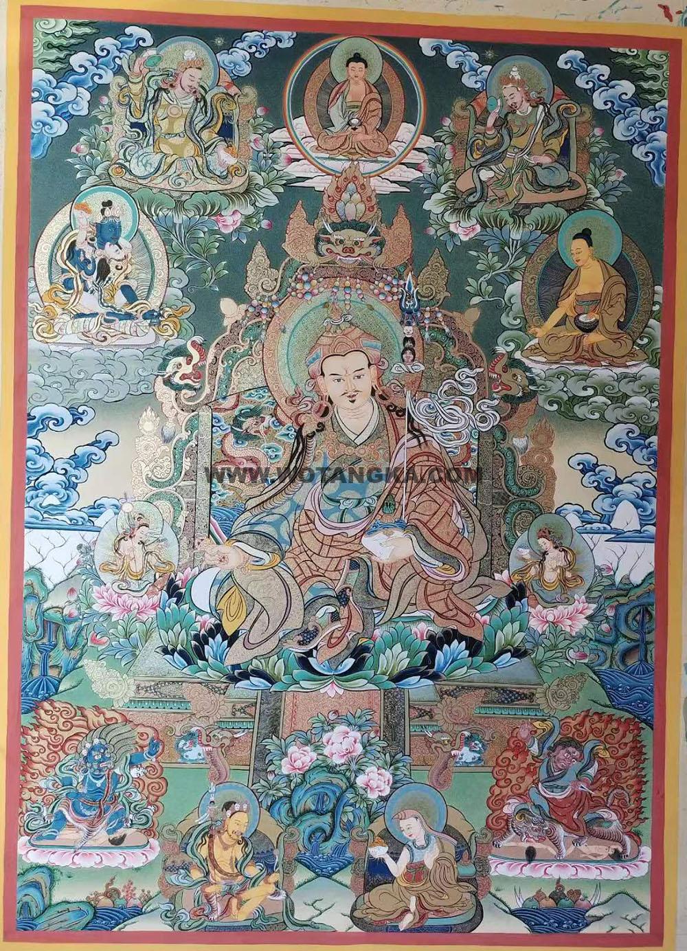 编号188-816373:彩绘唐卡-莲花生大士·莲师八相(100*70CM左右)
