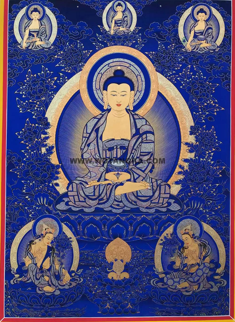 热贡-东智加·画院：蓝金唐卡-阿弥陀佛（80*60CM左右）