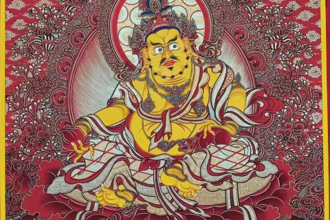 编号188-999887：红金唐卡-黄财神（80*60CM左右）