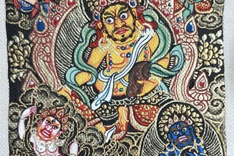 编号118-1182467：彩绘小唐卡-五方财神（长方形·5*4CM左右）