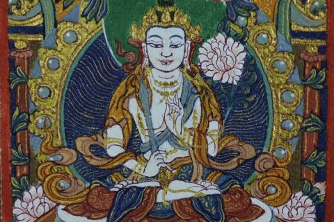 编号118-2125078：彩绘小唐卡-虚空藏菩萨（长方形·5*4CM左右）