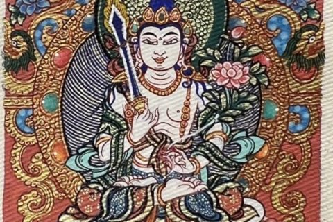 编号118-3202432：彩绘小唐卡-虚空藏菩萨（长方形·5*4CM左右）