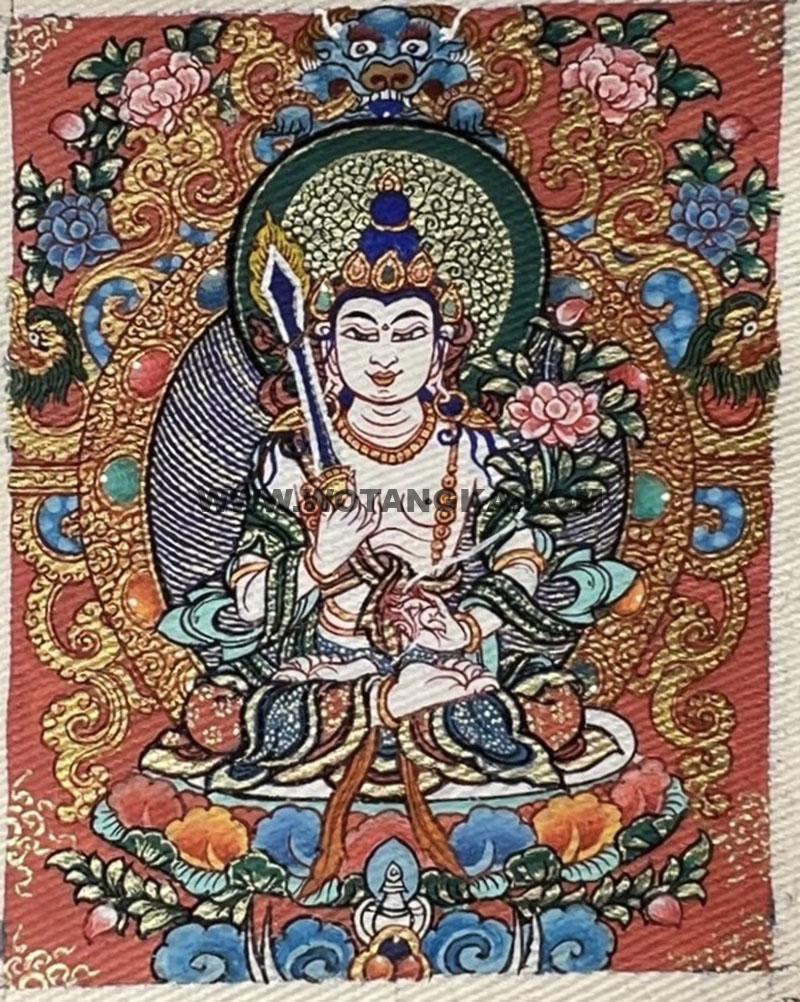 编号118-3202432：彩绘小唐卡-虚空藏菩萨（长方形·5*4CM左右）