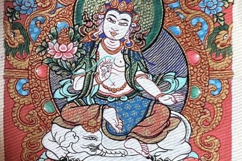 编号118-3235183：彩绘小唐卡-大势至菩萨（长方形·5*4CM左右）