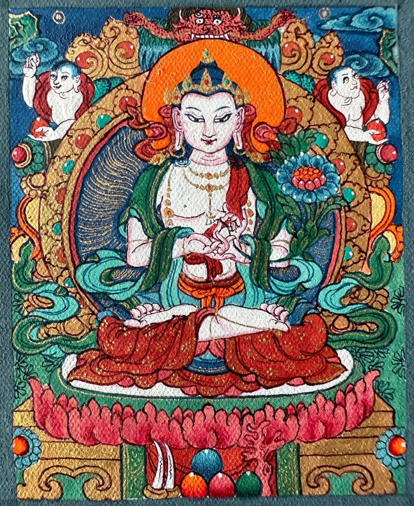 编号118-4095814：彩绘小唐卡-大势至菩萨（长方形·5*4CM左右）