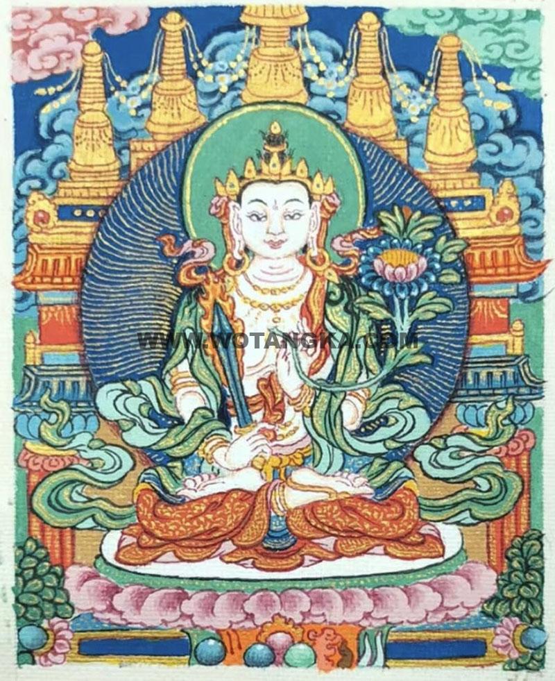 编号118-4394976：彩绘小唐卡-虚空藏菩萨（长方形·5*4CM左右）