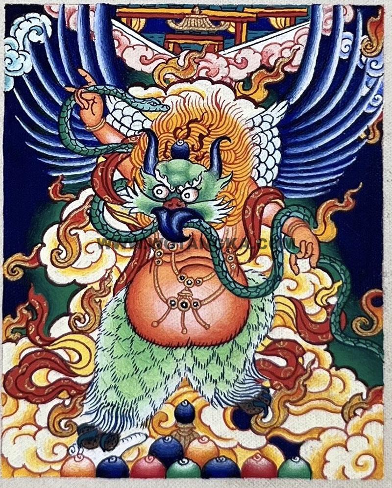 编号118-5376842：彩绘小唐卡-大鹏金翅鸟（长方形·5*4CM左右）