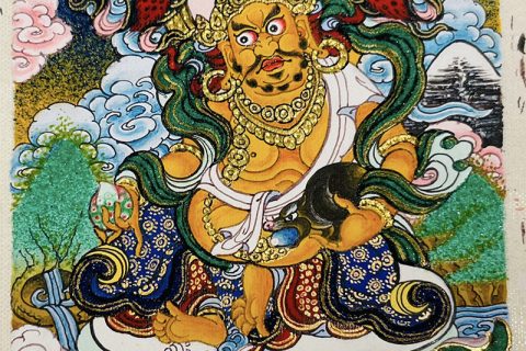 编号118-5876042：彩绘小唐卡-黄财神（长方形·5*4CM左右）