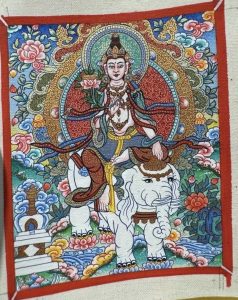 编号118-6240841：彩绘小唐卡-骑象普贤菩萨（长方形·5*4CM左右）