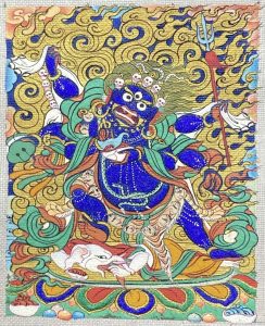 编号118-6456197：彩绘小唐卡-六臂玛哈嘎拉（长方形·5*4CM左右）