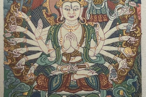 编号118-6808329：彩绘小唐卡-准提佛母（长方形·5*4CM左右）