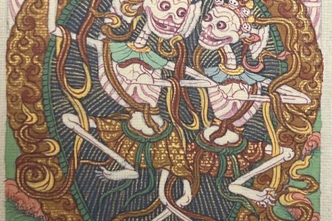 编号118-7359954：彩绘小唐卡-尸陀林主（长方形·5*4CM左右）
