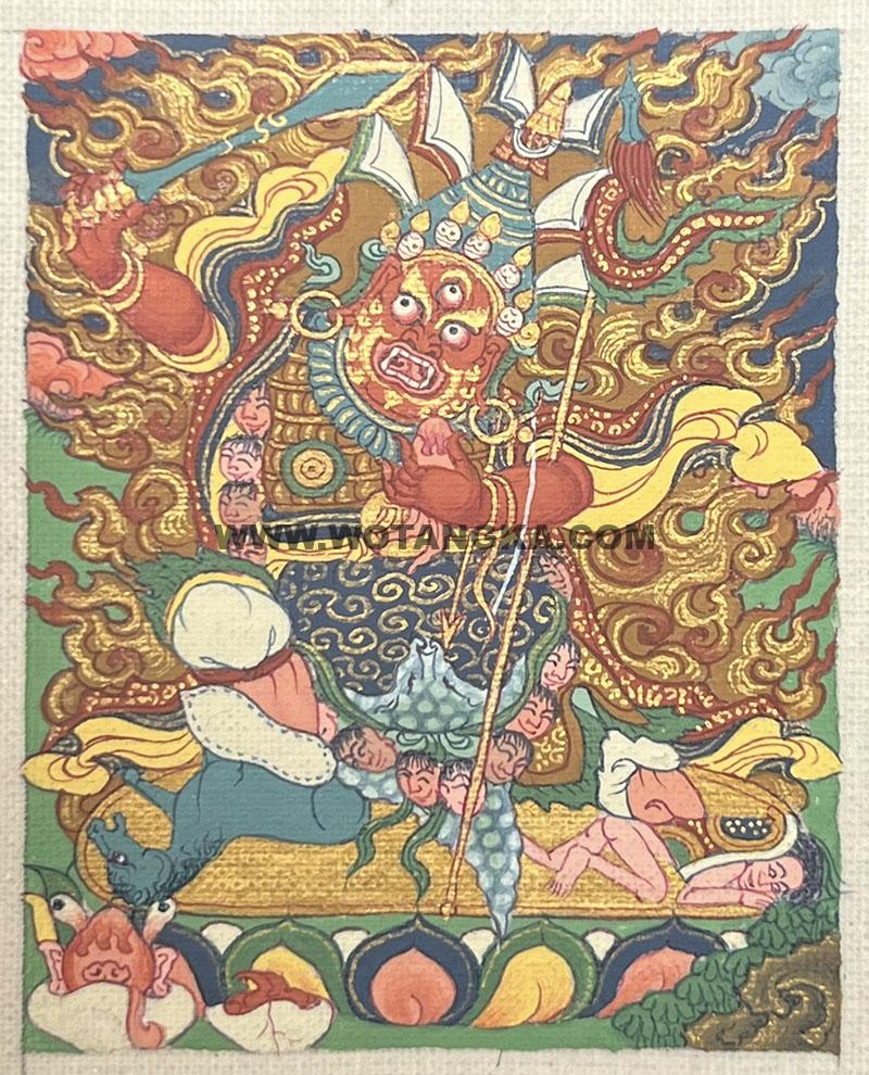 编号118-7524496：彩绘小唐卡-大红司命主（长方形·5*4CM左右）