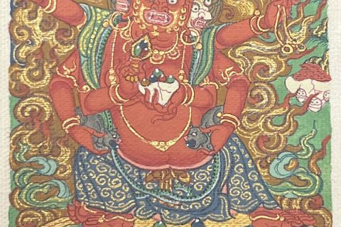 编号118-8370356：彩绘小唐卡-红财神（长方形·5*4CM左右）