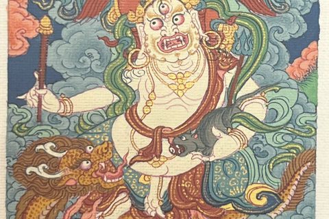 编号118-8632234：彩绘小唐卡-白财神（长方形·5*4CM左右）