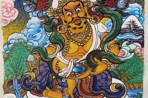 编号118-8794745：彩绘小唐卡-黄财神（长方形·5*4CM左右）