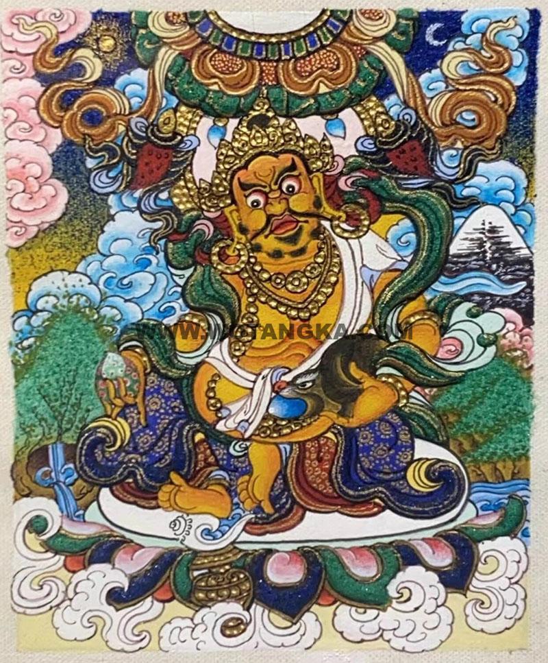 编号118-8794745：彩绘小唐卡-黄财神（长方形·5*4CM左右）