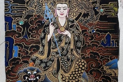 编号118-9506481：黑金小唐卡-地藏王菩萨（长方形·5*4CM左右）