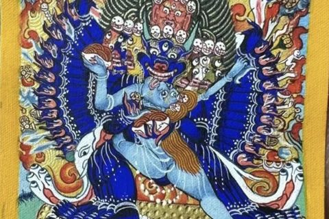 编号118-9606156：彩绘小唐卡-大威德金刚（长方形·5*4CM左右）