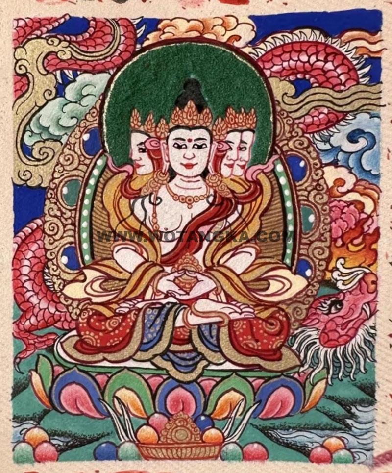 编号118-9630666：彩绘小唐卡-四面大日如来（长方形·5*4CM左右）