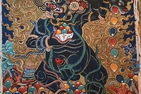 编号118-9650020：彩绘小唐卡-黑财神（长方形·5*4CM左右）