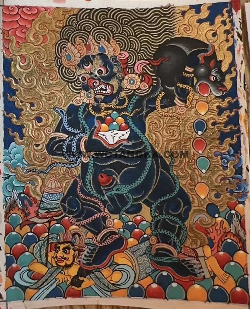 编号118-9650020：彩绘小唐卡-黑财神（长方形·5*4CM左右）
