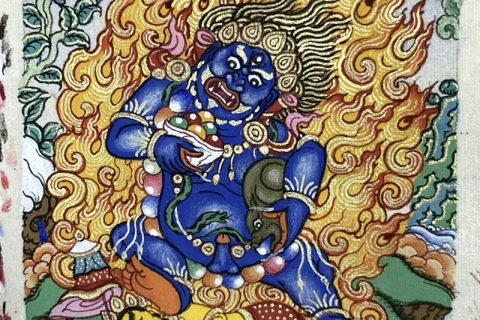 编号118-9710518：彩绘小唐卡-黑财神（长方形·5*4CM左右）