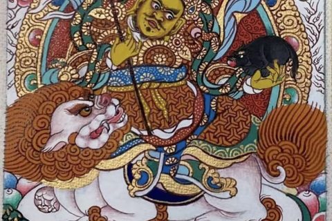 编号118-9883505：彩绘小唐卡-财宝天王（长方形·5*4CM左右）