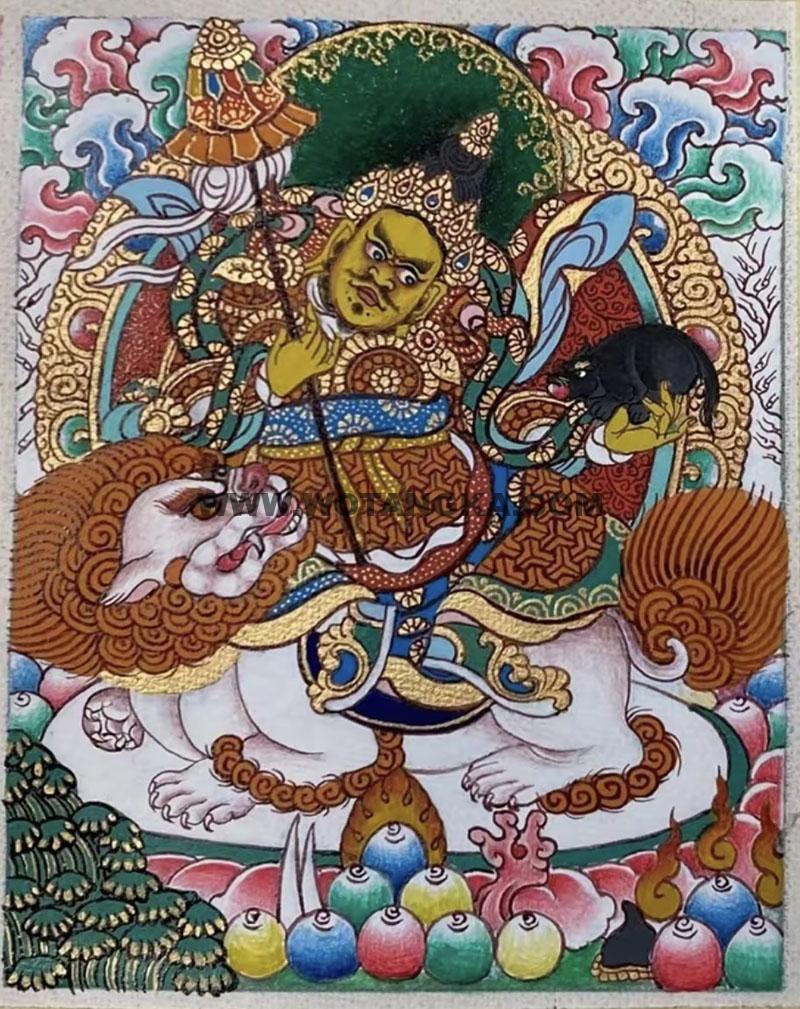 编号118-9883505：彩绘小唐卡-财宝天王（长方形·5*4CM左右）