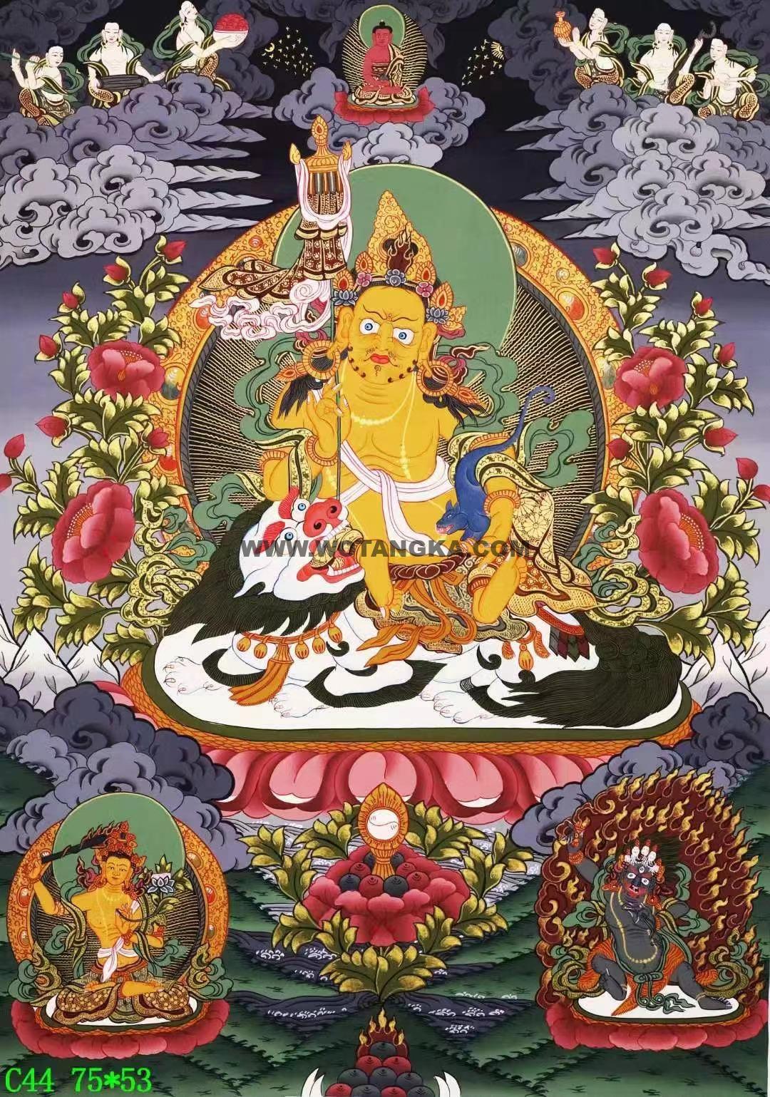 编号138-134421：彩绘唐卡-财宝天王（75*53CM左右）