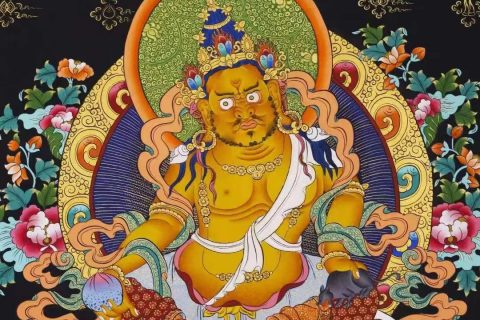 编号138-149390：彩绘唐卡-黄财神（60*45CM左右）