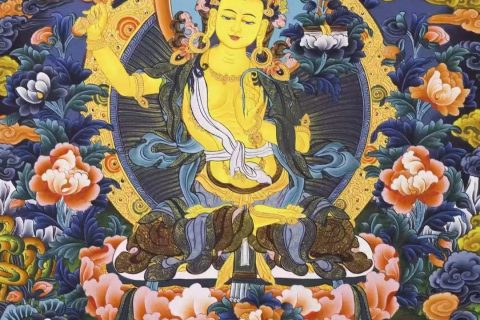 编号138-155225：彩绘唐卡-文殊菩萨（73*53CM左右）