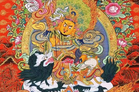 编号138-197308：红金唐卡-财宝天王· 五方财神（75*53CM左右）