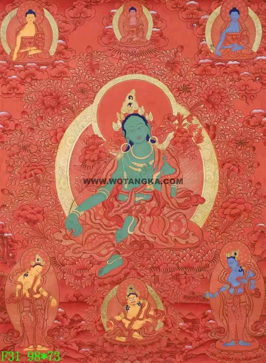 编号138-225148:红金唐卡-绿度母(98*73CM左右)