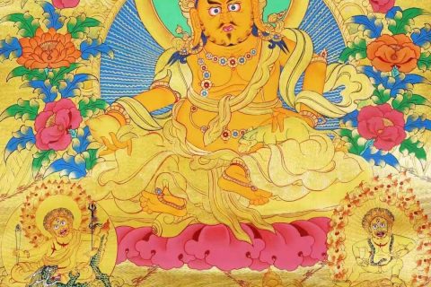 编号138-225853：黄金唐卡-黄财神·五方财神·四大天王（75*49CM左右）