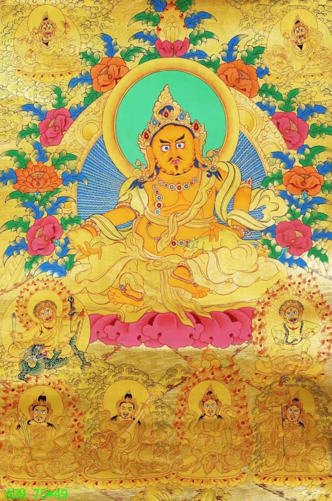 编号138-225853：黄金唐卡-黄财神·五方财神·四大天王（75*49CM左右）