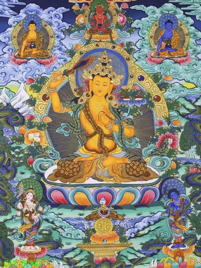 编号138-234251：彩绘唐卡-文殊菩萨（62*47CM左右）