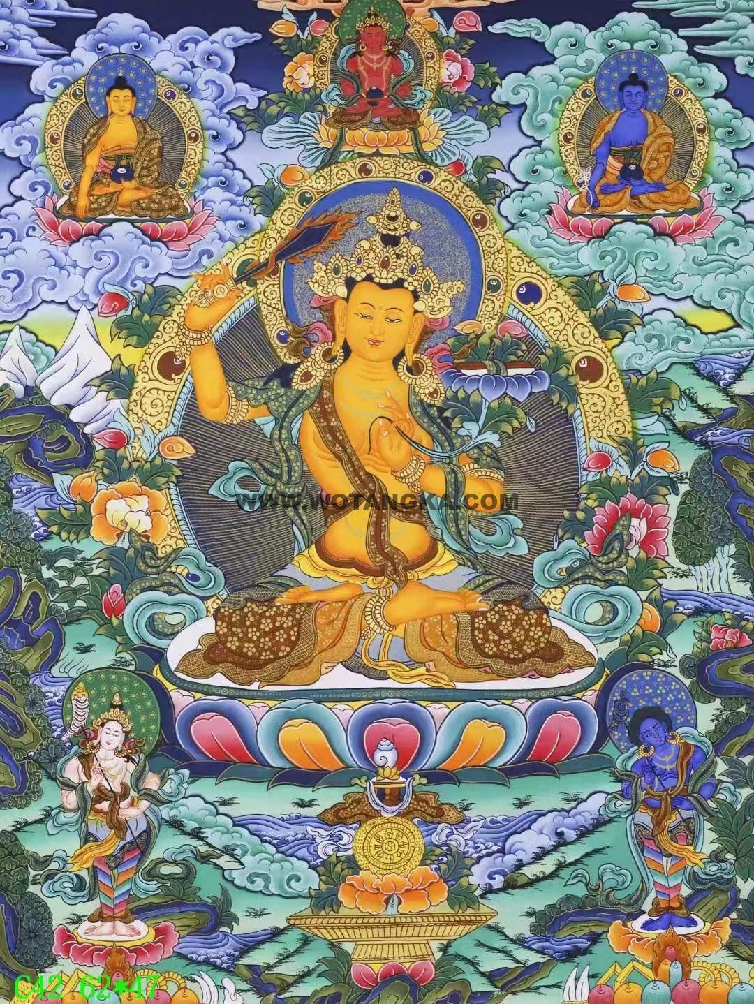 编号138-234251：彩绘唐卡-文殊菩萨（62*47CM左右）