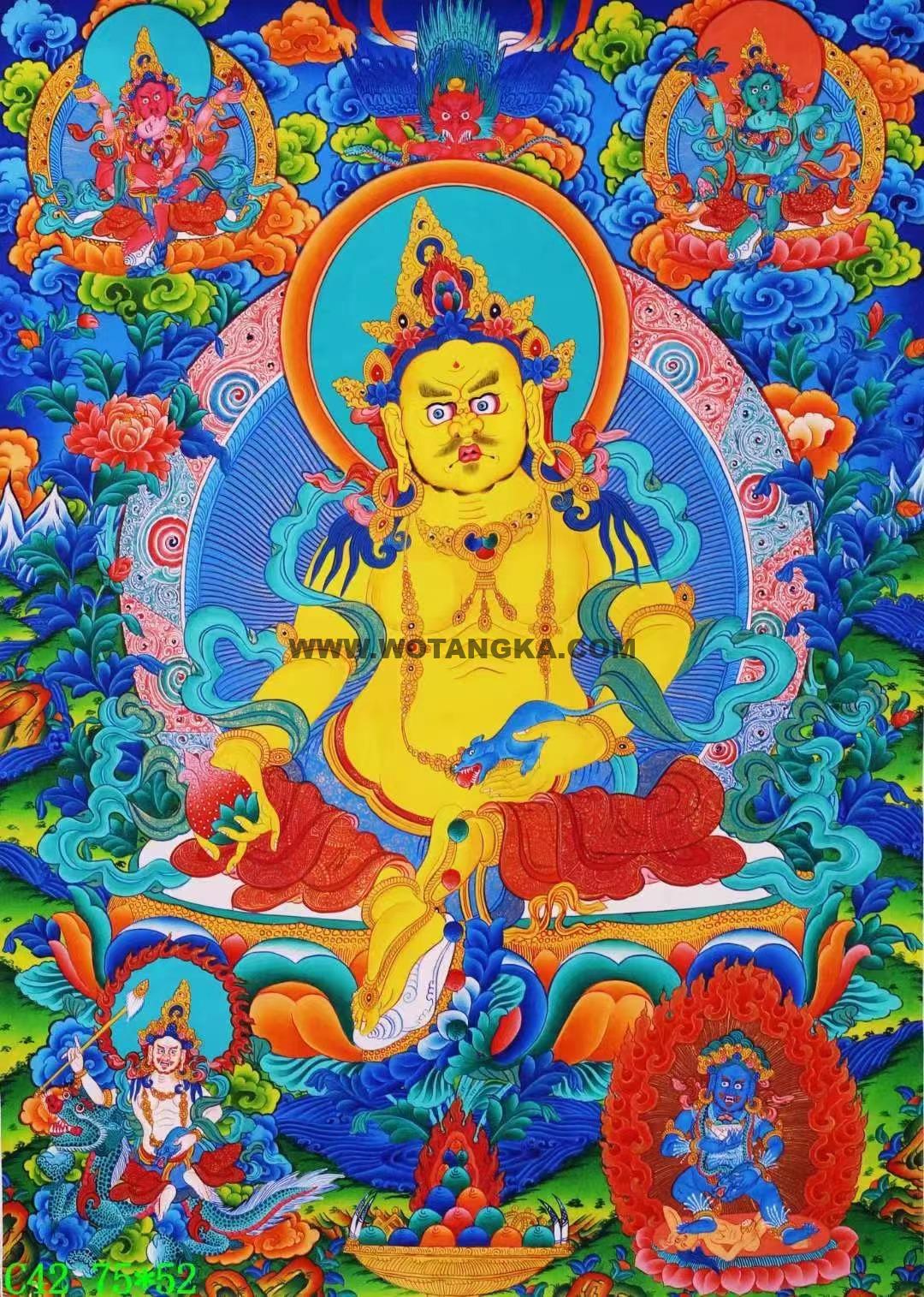 编号138-336377：彩绘唐卡-黄财神·五方财神（75*52CM左右）