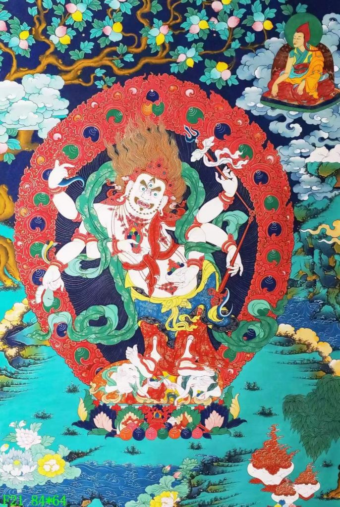 编号138-352173：彩绘唐卡-白六臂玛哈嘎拉（84*64CM左右）