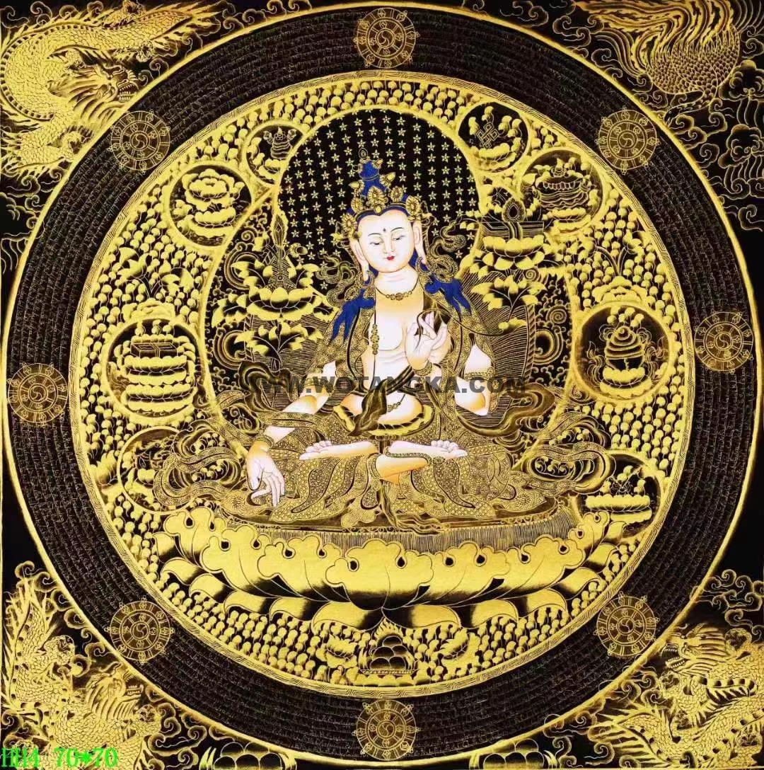 编号138-434240:黑金唐卡-白度母坛城(70*70CM左右)