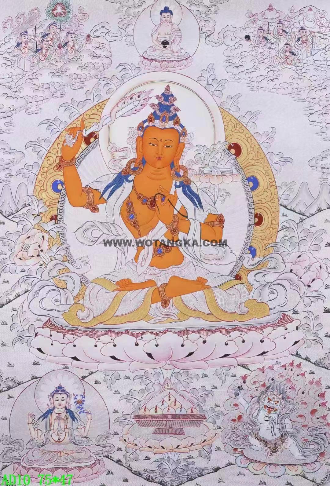 编号138-486699：白银唐卡-文殊菩萨·三怙主（75*47CM左右）