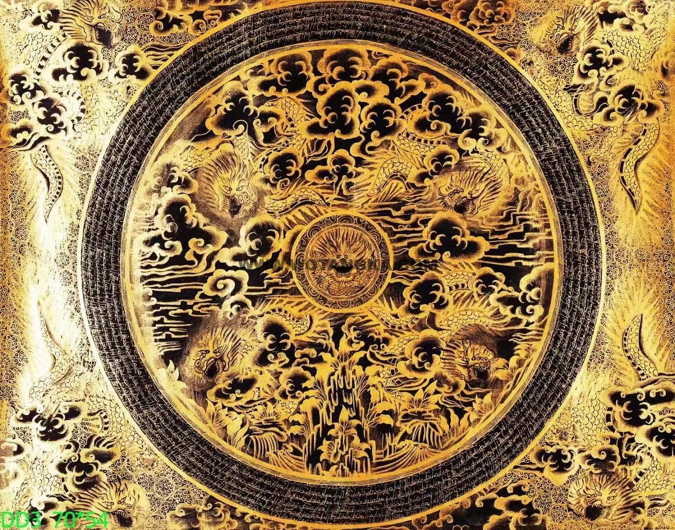 编号138-636031：黑金唐卡-龙坛城（54*70CM左右）