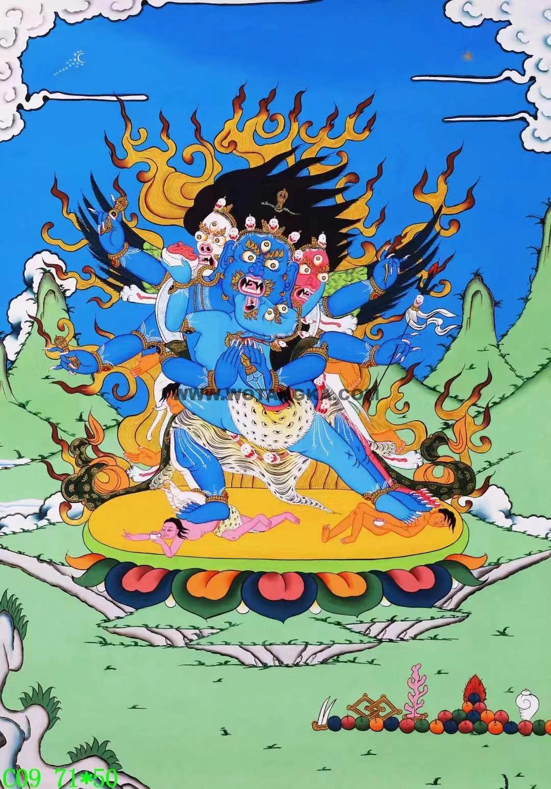 编号138-721132：彩绘唐卡-普巴金刚（71*50CM左右）