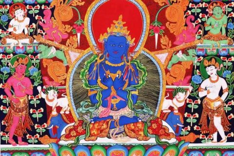 编号138-814679：彩绘唐卡-金刚总持佛（77*56CM左右）