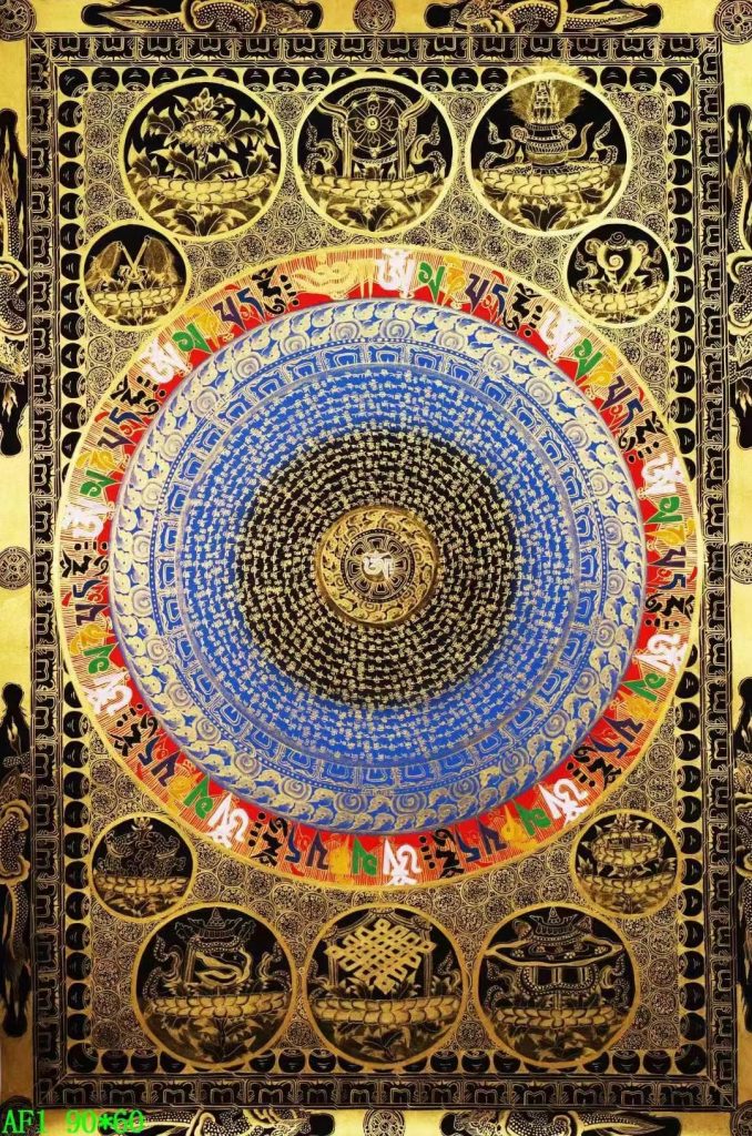 编号138-829913：黑金唐卡-吉祥八宝坛城（90*60CM左右）