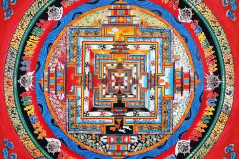 编号138-862816：彩绘唐卡-时轮金刚坛城（70*70CM左右）